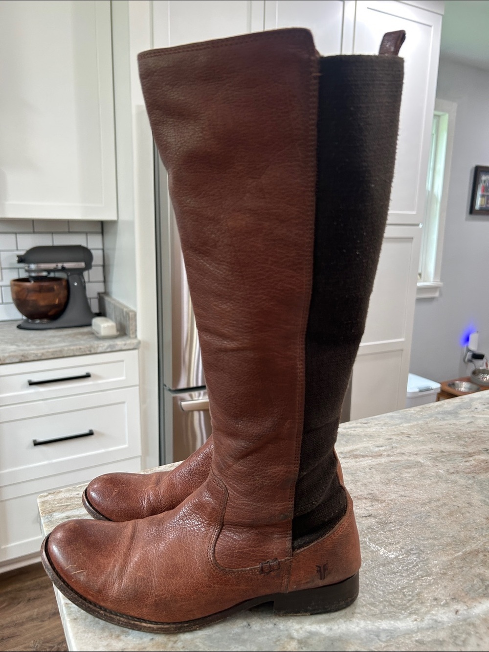 Frye Molly Gore Tall Riding Boot Brown Leather 9B